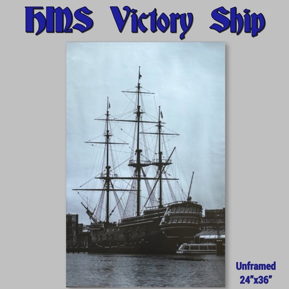 HMS Vintage Victory Ship 24”x36” - Picture 1 of 2
